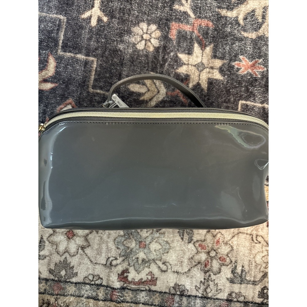 Sonia Kashuk Large Diagonal Travel Makeup Bag Polyurethane Zipper 2 Compartments